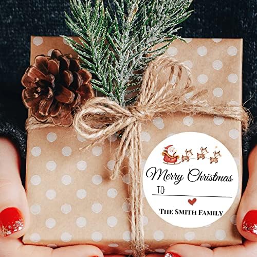 Miniatura 3 de Calcomanías personalizables de Feliz Navidad, etiquetas redondas personalizadas, etiquetas para papel de regalo de Navidad, calcomanías de nombre,