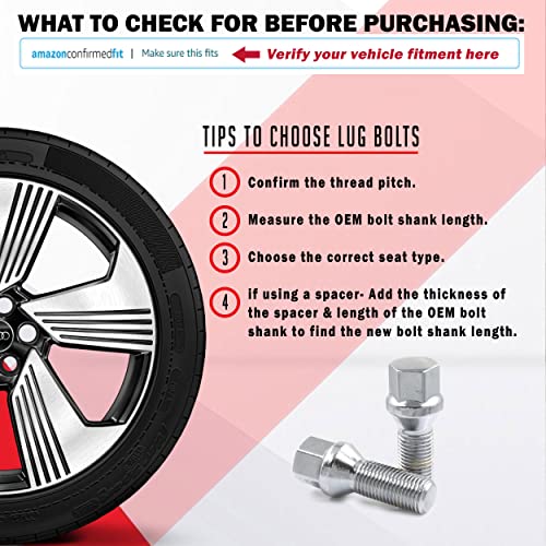 image for Wheel Accessories Parts, 24 PC Wheel Lug Bolts M14x1.5 33mm Thread Bla