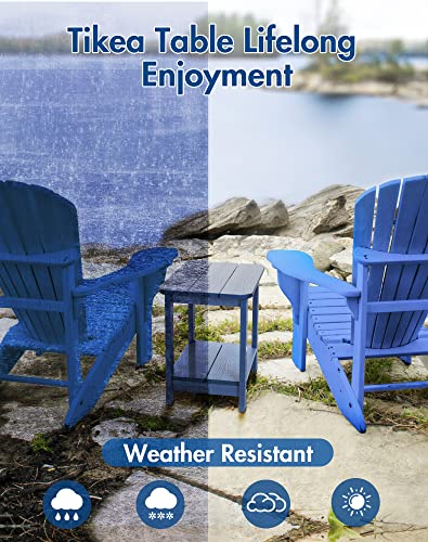 Tikea Adirondack Outdoor Side Table, 16.7" Outdoor End Table For Patio Pool Porch, All Weather Resistant Outdoor Patio Furniture Navy Blue #TOP4