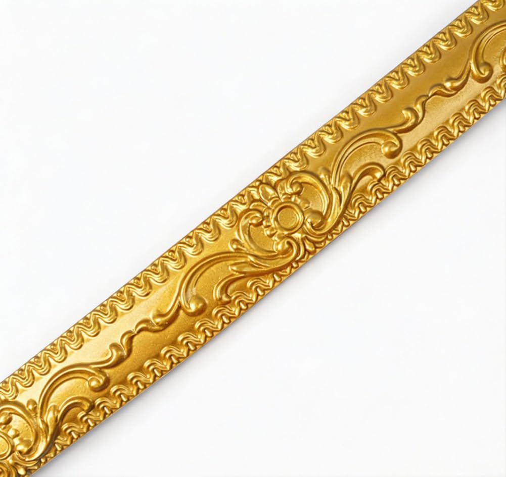 Tmapruvg Gold3 - 3.5Cm Wide 3.5Cm*3M Gold Flexible Molding Trim Wall Edging Line,Self Adhesive Peel And Stick Molding Ceiling Trim,Decorative Mirror Frame For Home Decor