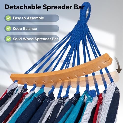 Image of SUNCREAT Hammocks Outdoor Camping Heavy Duty Travel Hammock, Blue & Red