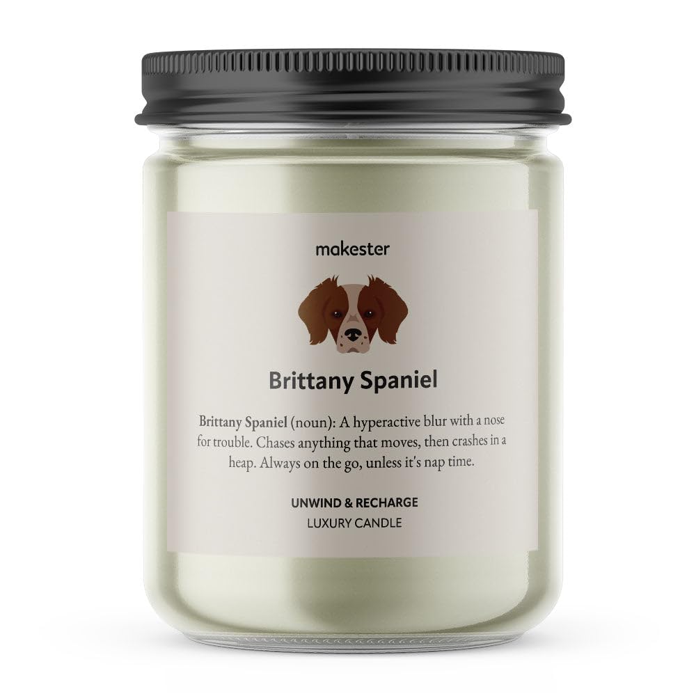 Brittany Spaniel Gifts - Luxury Soy Wax Candle - Vanilla, Jasmine, Sugared Almond - Makester, White - Image 2