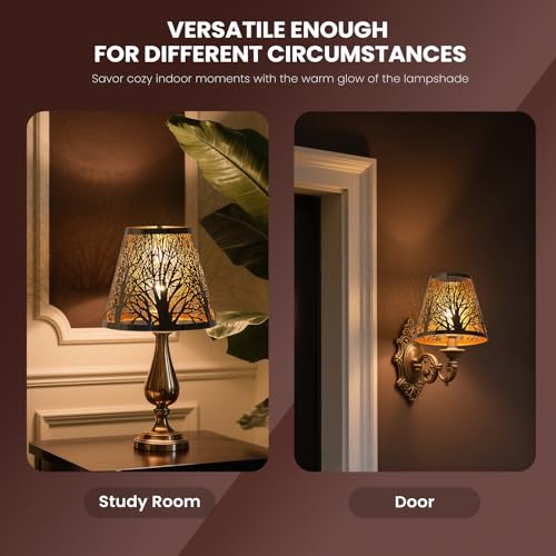 Small Lamp Shades Set of 2 Clip On Bulb, Stainless Steel Barrel Lampshades - image 5