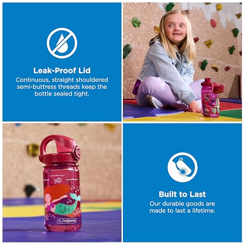 Image of Nalgene Kids' 12 oz On The Fly Lock-Top Water Bottle, Pink Mermaid