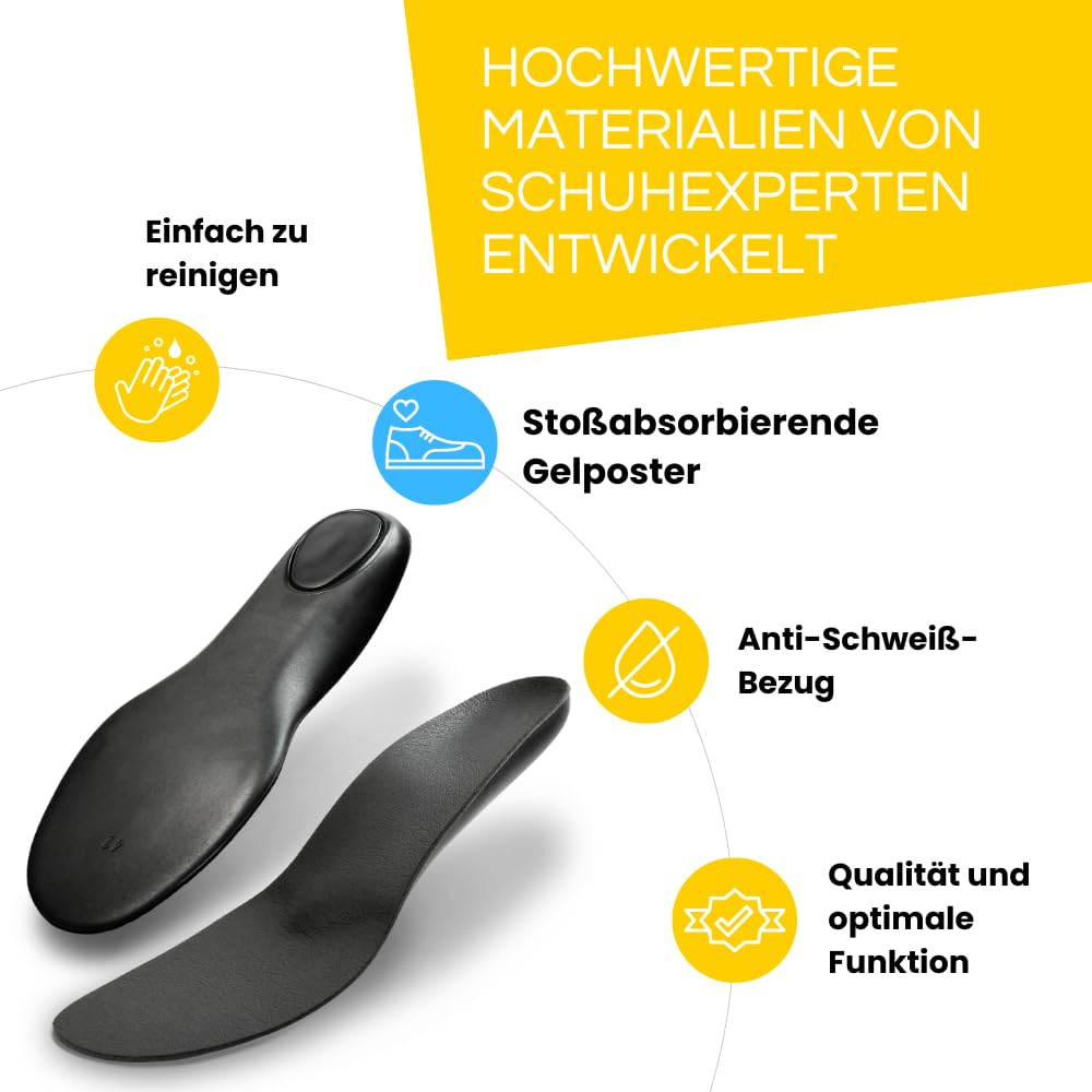 Orthopädische GEL Einlegesohle für Herren & Damen | Anpassbar | Schuheinlagen | Einlagen dünn mit Fersenpolster aus Gel | Geleinlagen bei Fersensporn, Plantarfasziitis, Rückenschmerzen