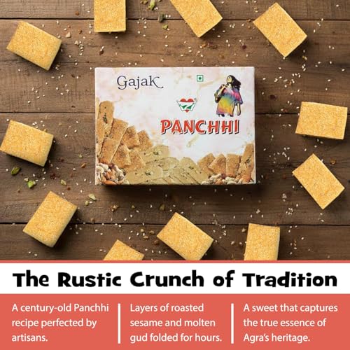 Image of Panchhi Ka Petha COMBO (1Kg Kesar Petha + 500g Kutema Gud Gajak) - Original Agra Petha & Gajak, Traditionally Made with Kesar Saffron (Since 1926) Gajjak Made with Sesame Seeds, Gur & Dry Fruits