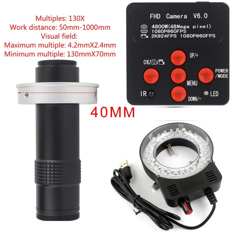 Microscope 2K 48MP HD 1080P HDMI USB Digital Video Microscope Camera 100X 300X C-Mount Lens(130X A)