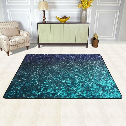 Grand tapis de sol absorbant antidérapant lavable bleu sarcelle - 2