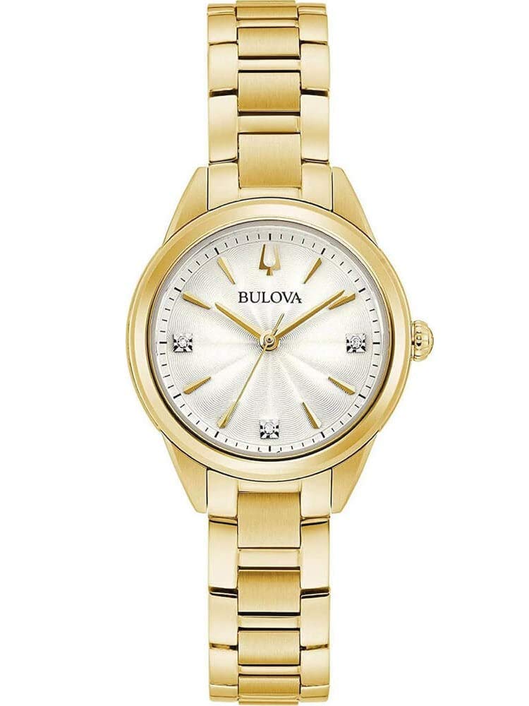 Bulova Women's Quartz Stainless Steel Strap, Gold, 14 Casual Watch (Model: 97P150)