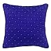 S4Sassy Dekoracyjna ręcznie z koralikami pikowana poszewka na poduszkę królewski aksamit poszewka na poduszkę kwadratowa narzuta - niebieska 20 x 20