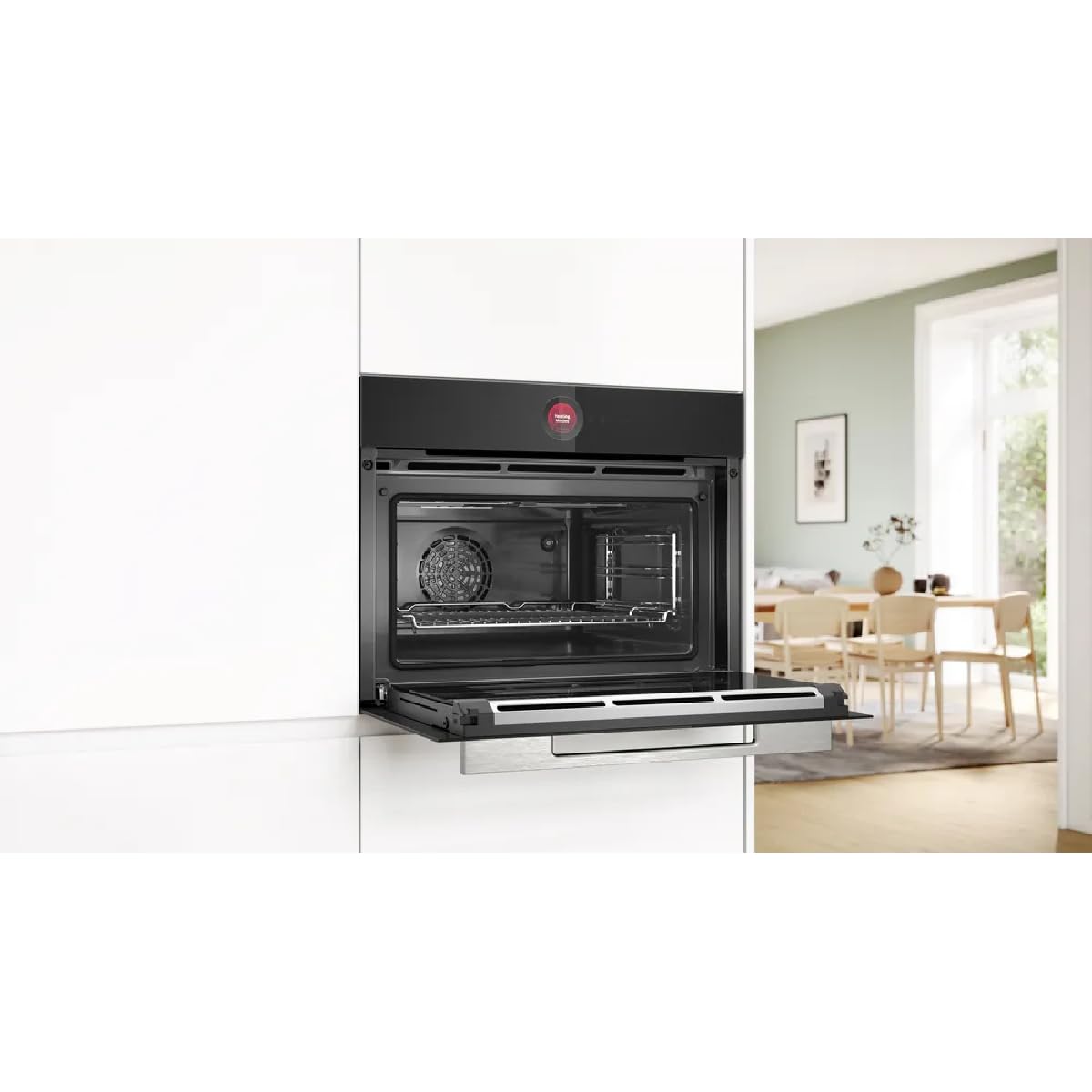 Bosch - Horno Compacto, 60 cm, Serie 8, Electrónica TFT TouchControl, AirFry, Función Assist, Home Connect, Pirólisis, Negro, CBG7741B1