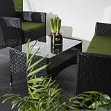 Ultranatura Rattan Set mit Glastisch, schwarz / grün - 7