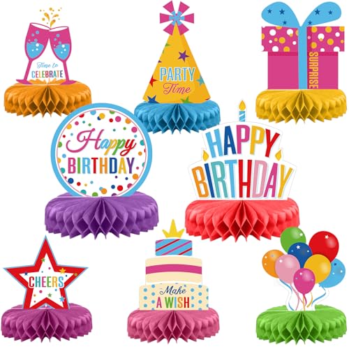 Pajean 8 centros de mesa coloridos para fiestas de cumpleaños, centros de mesa coloridos, centros de mesa, letreros para niños y adultos, suministros de fiesta