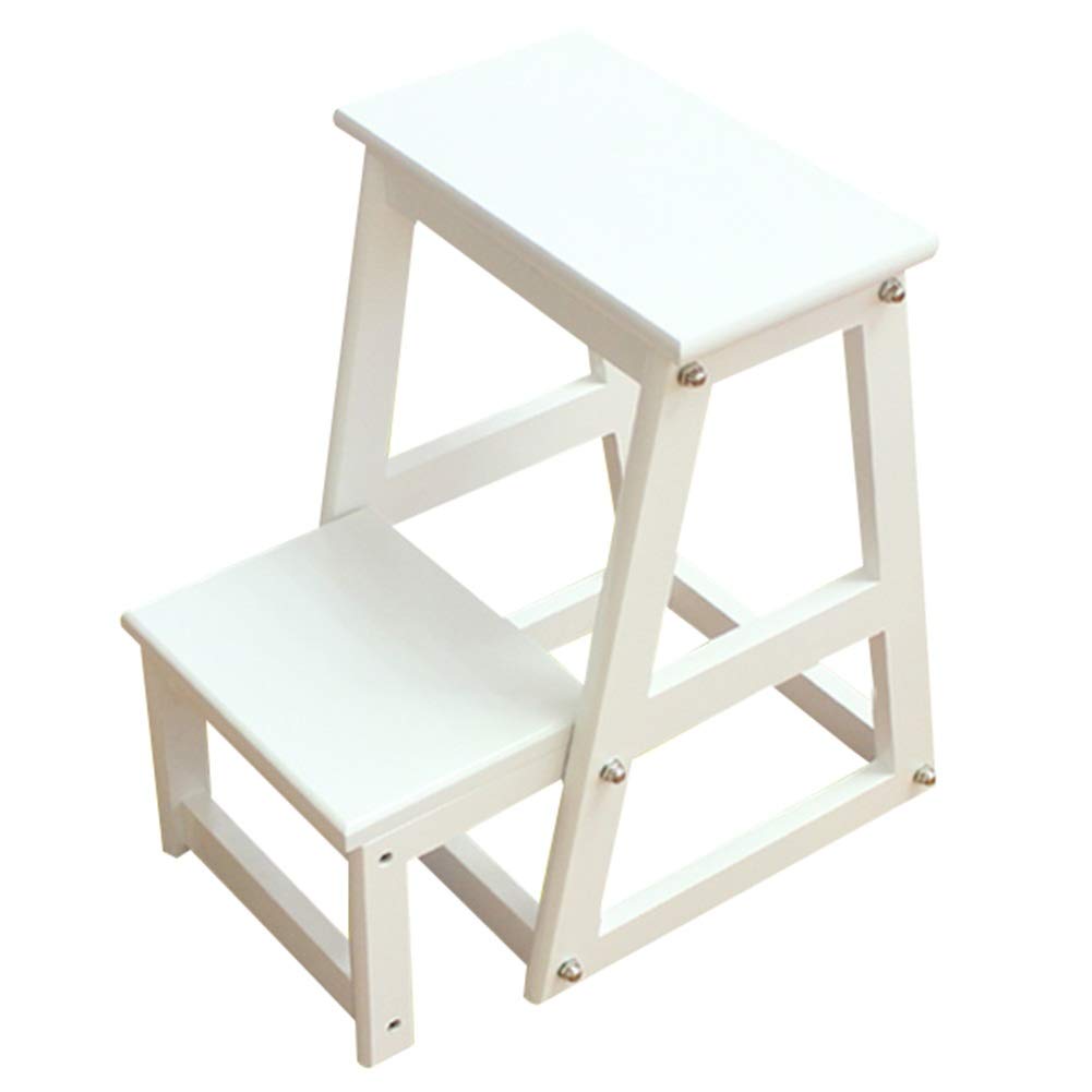 Tabouret escabeau pliant blanc de 50 cm de haut en bois MDF DASHADAO