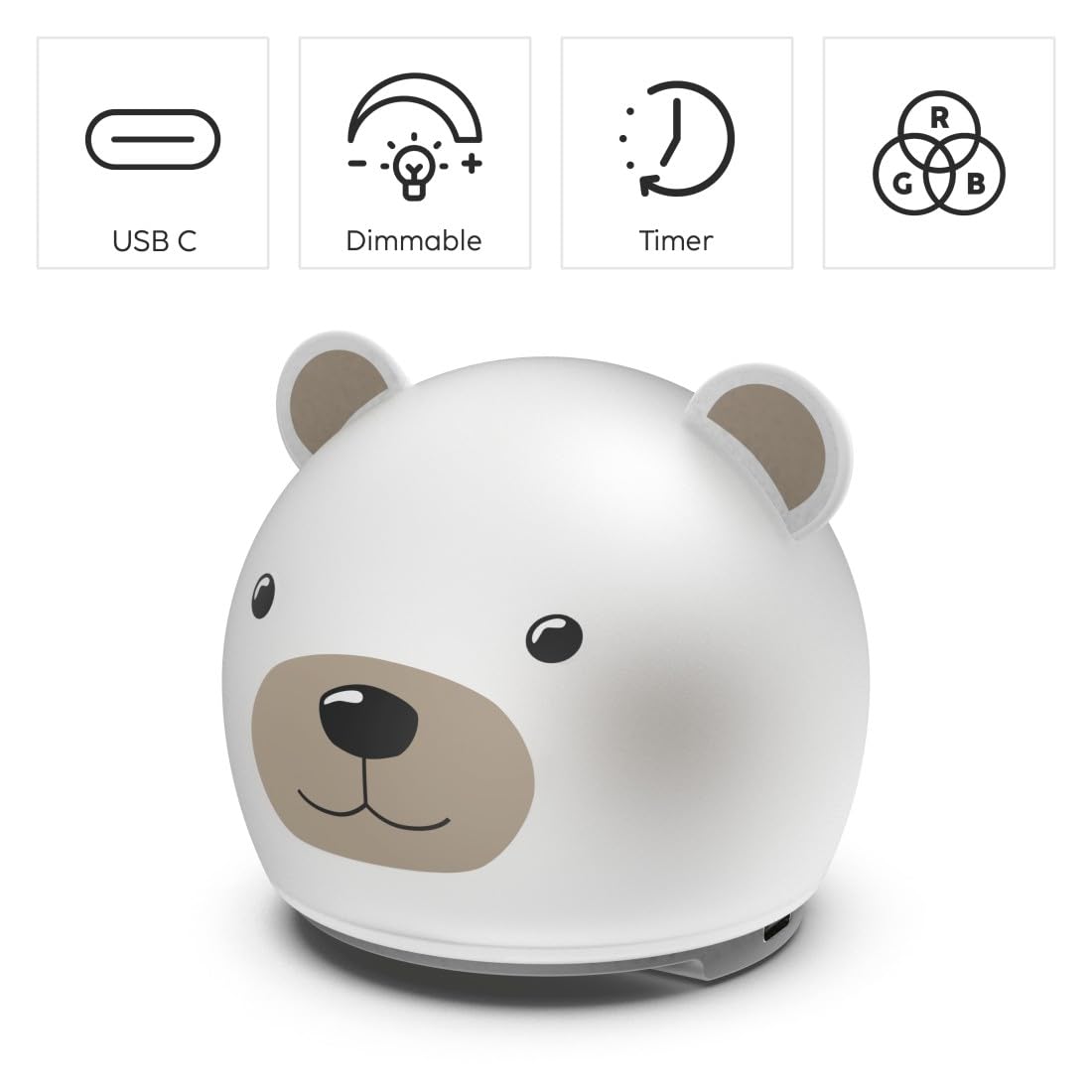 Hama Luce notturna a LED per bambini, RGB, dimmerabile e ricaricabile, con timer (1 h), batteria in morbido silicone, luce per allattamento, luce per bambini e cameretta dei bambini, lampada con