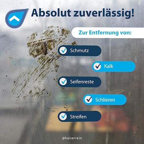KaiserRein Fensterreiniger Konzentrat mit Lotuseffekt 1L - Professioneller Fensterreiniger für streifenfreien...