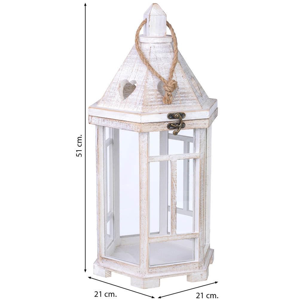 Farol portavelas de Madera 22x22x51h cm