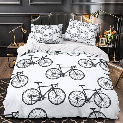 Parure de lit vélo housse de couette microfibre 3D hypoallergique - 2