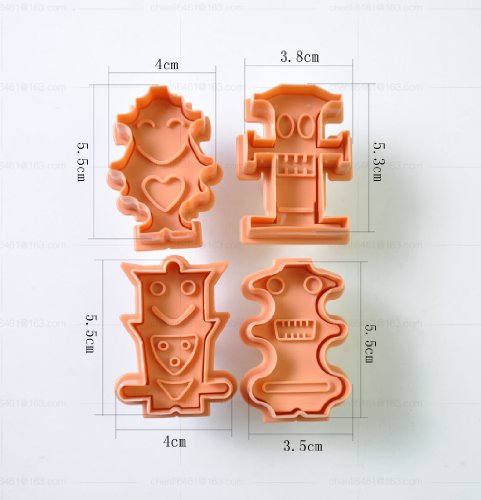 wocharm (TM) Amazing Serie Cake Fondant Sugarcraft Cookies Decoreren Plunger Cutter vormen Brown Robots Series
