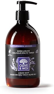 Liquid hand soap lavender - 16.9 Fl Oz Organic extra virgin olive oil infused with organic lavender oil creates the perfect Lavender hand soap - Liquid apothecary hand soap that is aromatic and nourishing - Lavender soap Made in France