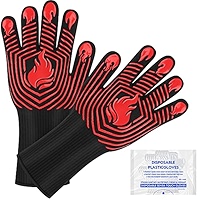 Aazon.co: Wsiwen BBQ Gloves, 1472 Degree F Heat Resistant Grilling Gloves, Non-Slip Silicone