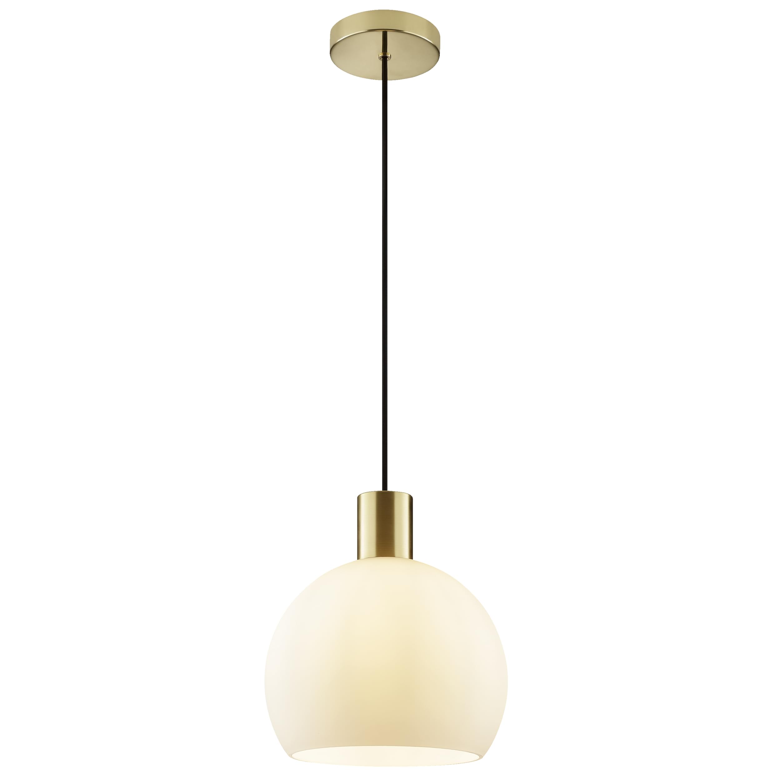 Lightbox Hängelampe mit Opalglas-Schirm, E27 Fassung, 120 cm Höhe, dimmbar, Metall Glas, messing/opal weiß, Glamour klassisch, Esszimmer, Küche, Gastronomie