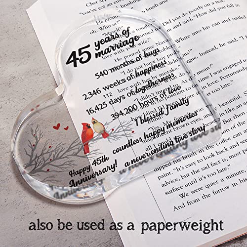 45Th Anniversary Keepsake Gifts For 45Th Wedding Anniversary, 45 Years Of Marriage Gifts, Anniversary Heart Keepsake For Parents Grandparents Couple Friends #TOP4