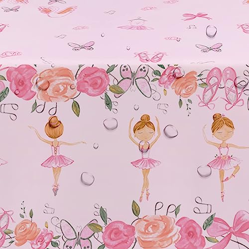 Xigejob Ballerina Birthday Party Tablecloth Decorations, Disposable Dancing Girl Ballet Party Supplies Table Cover, Ballet Theme Dance Birthday Baby Shower Supplies Table Cloth - 2 Pack (54In X 108In) #TOP2