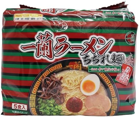 Amazon | 一蘭ラーメンちぢれ麺 一蘭特製秘伝の粉付（5食入り） | かく 