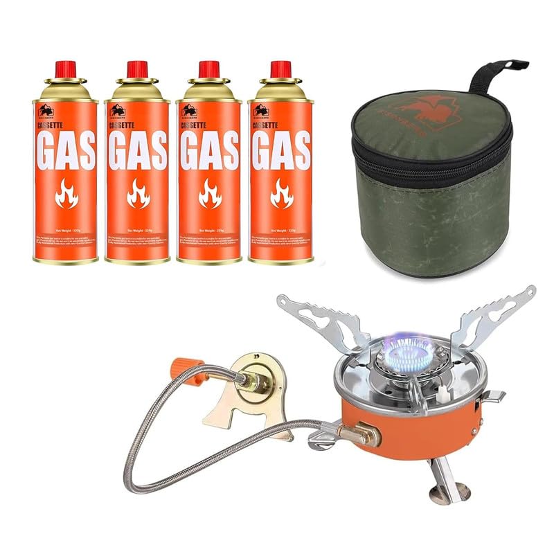 BisonBerg Portable Mini Stove with 4 Butane Gas Canister Lightweight Folding Gas atove For outdoor Cooking & Camping - Mini Portable Stove (B08R8HJQRK) Amazon Price History, Amazon Price Tracker