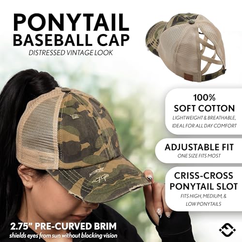 Image of Funky Junque Womens Baseball Cap Dad Hat Ponytail Messy Bun Trucker Ponycap