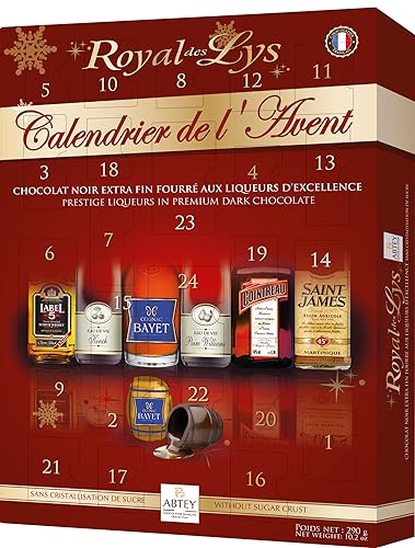 Calendrier de l'Avent liqueur de chocolat noir d'exception pour adulte 290g