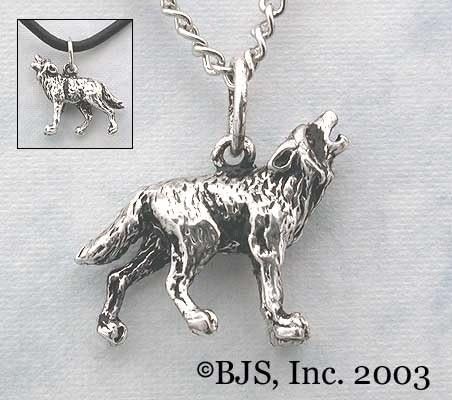 Small Wolf Necklace - Sterling Silver Animal Jewelry