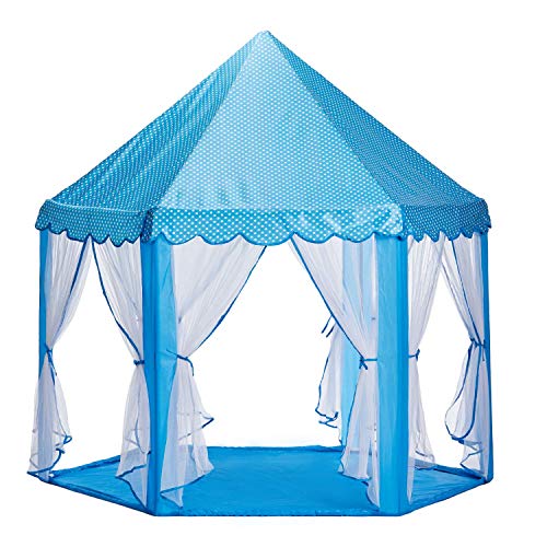VBE® Jumbo Size Princess Castle Play Tent House Indoor and Outdoor Tent for Kids (Blue)