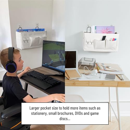 2pcs Large Wall Hanging Storage Bag, Door Closet Linen Fabric Pockets Organizer, Waterproof Multi Functional for Living Room Bedroom Bathroom Kitchen Office RV Camper with Hooks White - Image 6
