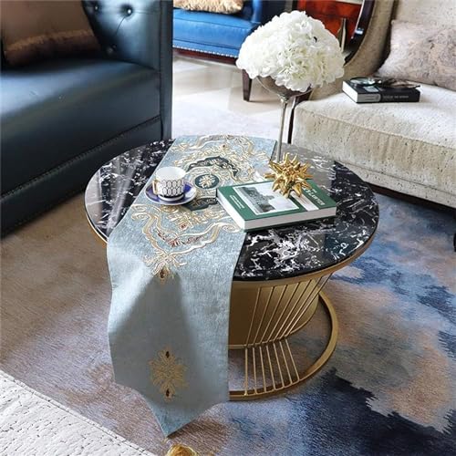 Image of Furniture Cafe Modern Round Coffee Table with Black Marble Look Top & Gold Metal Frame | 2 Tier Center Table with Storage Shelf | Luxury Accent Sofa Tea Table for Living Room, Bedroom, Balcony &Office