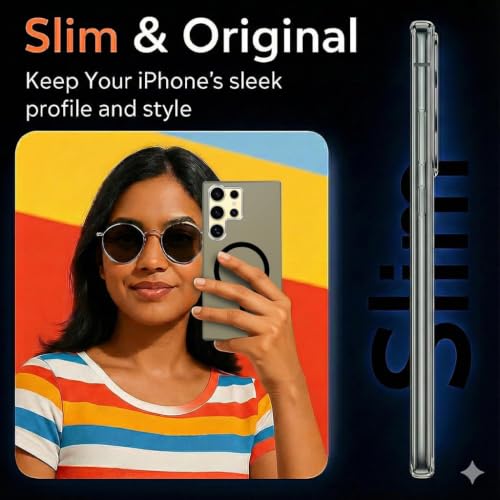 Image of Jkobi Lifetime Anti-Yellow MagSafe Compatible Clear Back Cover Case for Samsung Galaxy S24 Ultra (Sleek Hard Crystal | Shockproof and Camera Protection)