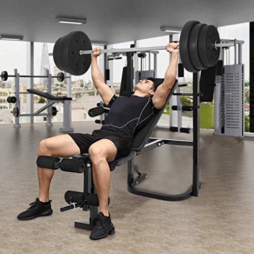 Weight Bench Barbell Lifting Press Gym Equipment Exercise Adjustable Incline Adjustable Weight Lift Bench Rack Set Fitness Barbell Dumbbell Workout