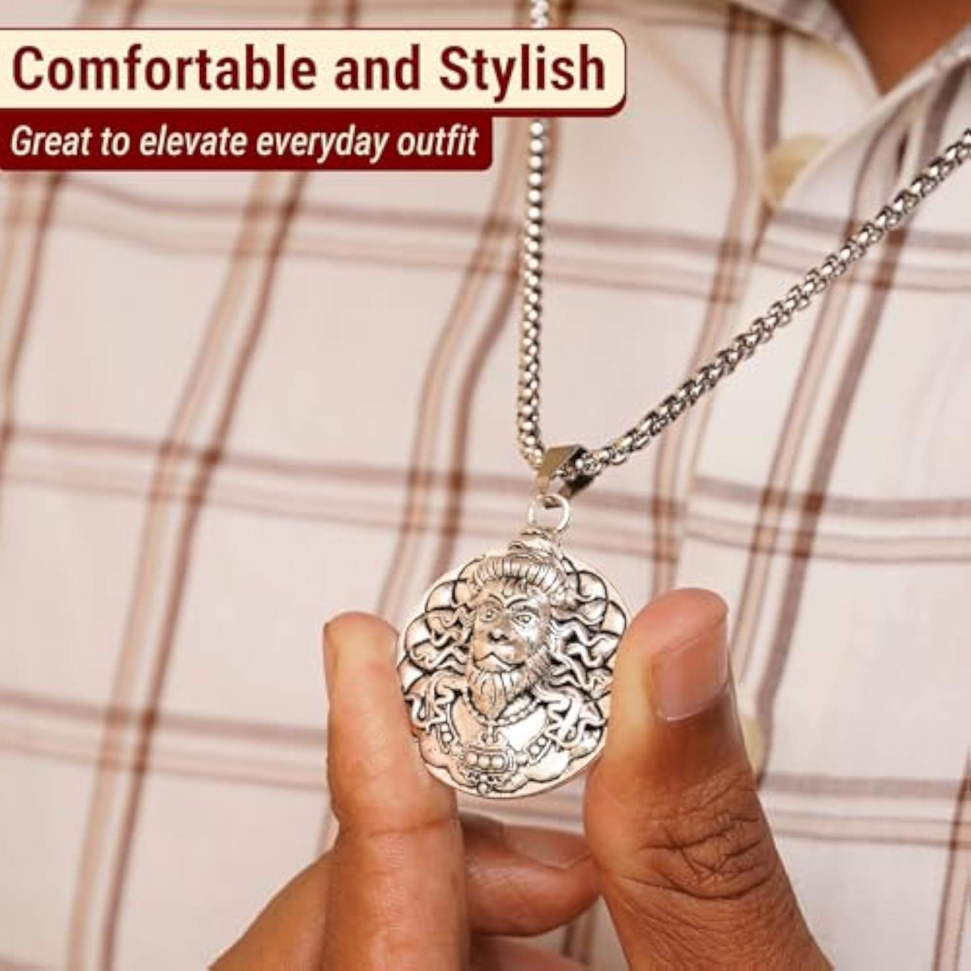 3D Bajrangbali Hanuman Ji Necklace, 7.5 Inches