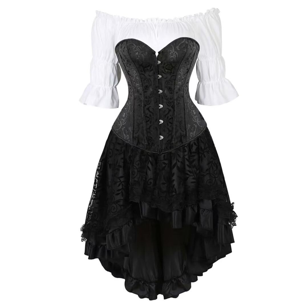 KUOSE Damen Schwarz Weiß Body Shaper Vollbrust Corsage Top Übergrößen