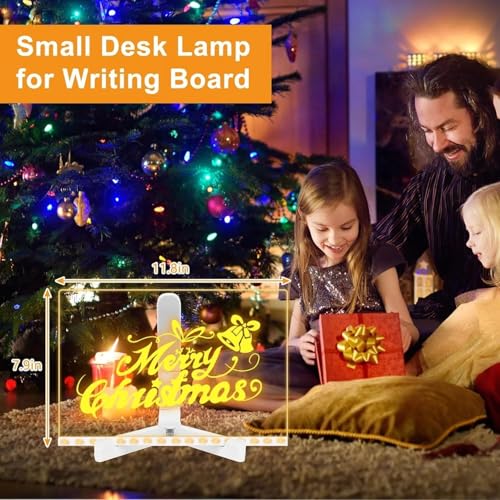 11.8"X7.9" LED Note Board with Colors, 7 Colors Acrylic Message Board with Light, LED Drawing Board Gifts for Kids, Dry Erase Board with Adjustable Stand for Office School Home Decor