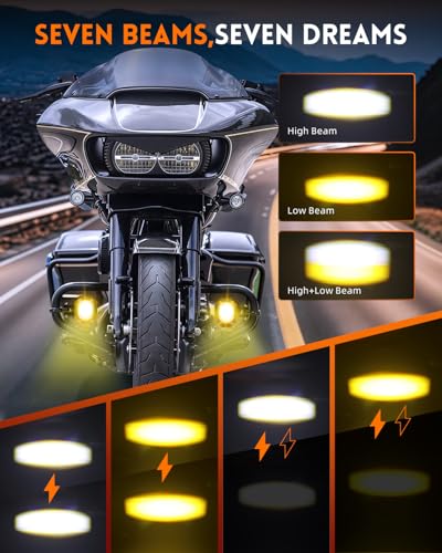 Image of CO LIGHT Motorcycle Fog Lights LED 60W 20000LM Auxiliary Driving Light 7 Lighting Modes White /Amber IP68 Waterproof Spot Pod Lights Kit Universal Fit for Motorcycles ATV UTV, 2PCS