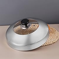 Vista 6 de YARNOW Tapas de sartén de acero inoxidable Cubierta de olla de metal Mango de tapa de olla de cocina grande para cocinar