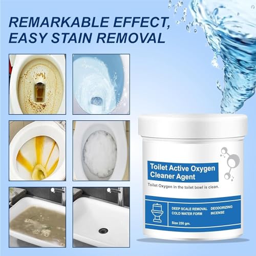 Image of Toilet Active Oxygen Agent Cleaner Toilet Powder With Super Active Cleaning Liquid Agent, Can Effectively Remove Stubborn Dirt From Toilet Etc- 250 Gram(powder)+100 Ml (Liquid)