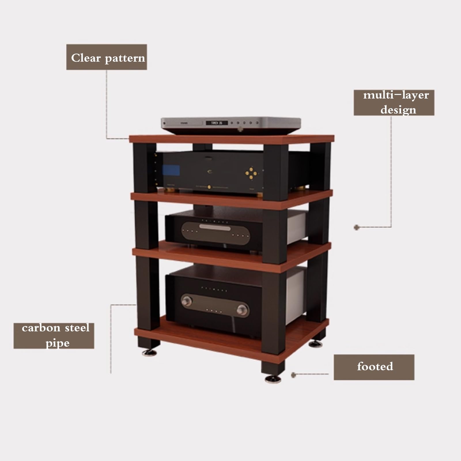 Rack Audio Da Studio Professionale A 1/2/3/4 Ripiani Supporto Per Apparecchiature Audiovisive Robusto Mobiletto Per Amplificatori, Per Ricevitori AV Hi-Fi Apparecchiature(Black,60*48*37.5cm(2Tier))
