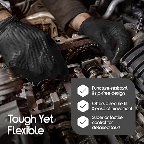 Image of Inspire HEAVY DUTY ORIGINAL Stretch Nitrile Black Gloves Disposable Latex Free | Food, Mechanic, 6mil Black or 8 Mil Orange