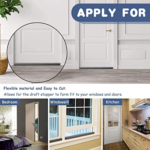 Under Door Draft Stopper 37 Inch Cuttable And Washable,Twin Door Draft Stopper,Energy Saving Door Weather Stripping Reduce Noise Window Breeze Blocker Adjustable Door Sweeps, White #TOP5