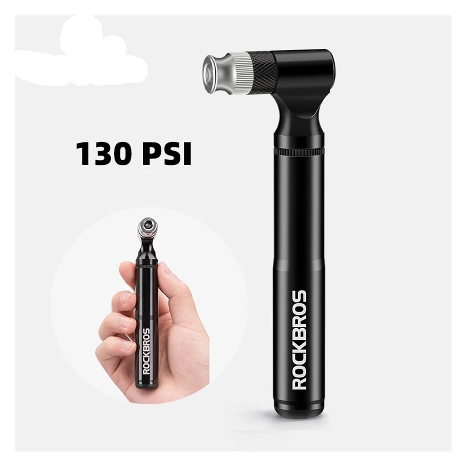 1 szt. Odporna na upadki ultralekka pompka rowerowa ze stopu aluminium, 130PSI Mini przenośne ręczne powietrze do górskiej kolarstwa szosowego
