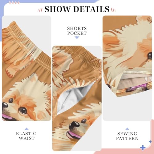 ZZXXB Pomeranian Boys Long Pants Soft Trousers Elastic Waist Kids Lounge Bottoms with Pockets S-XL4