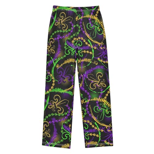 Boys' Pants Mardi Gras Neon Fluorescent Pattern Long Bottoms Jogger Pants Elastic Waist Trousers with Pockets S-XL